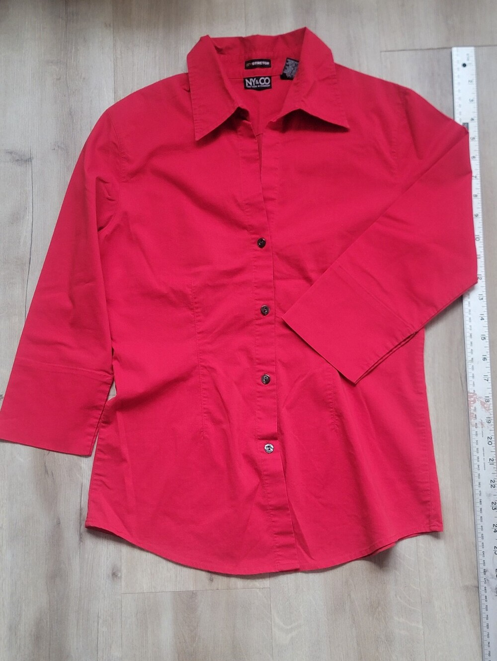 New York & Company Red Button-Down Shirt